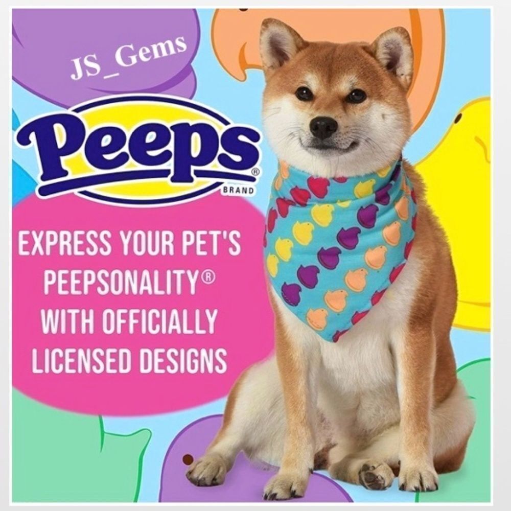 New Peeps Bandana Pet Dog Medium Large Blue Rainbow Easter Chicks NWT